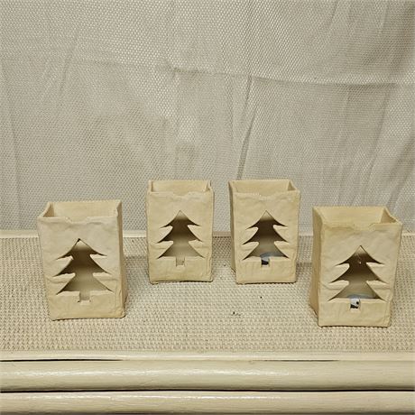 Ceramic Christmas Paper Bag Votive Holders
