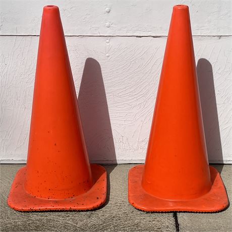 Pair of Orange Traffic Safety Cones