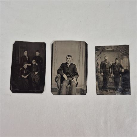 1900s Antique Tintype Portrait Lot (3)