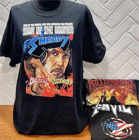 Ross the Boss, Anvil, Doomed (SHeavy, Spillage & Beelzefuzz) Tour Shirts L & XL