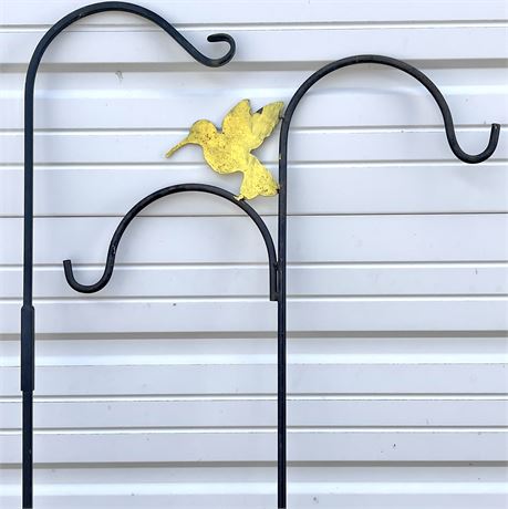 Tall Iron Double Shepherd Hook and Single Shepherd Hook