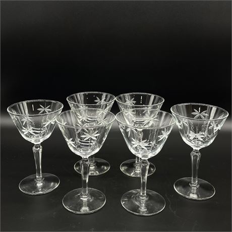 Set of 6 Vtg Libbey Candlelight Etched Glassware