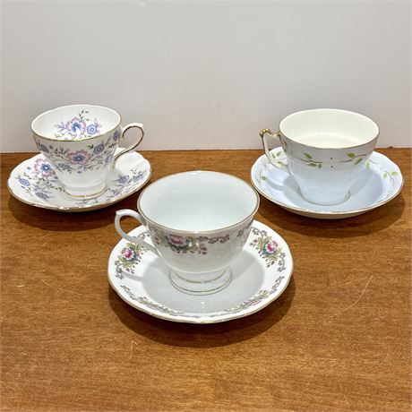 Teacups and Saucers - Blue Blossom, Old Royal and Unknown w/ Pagoda Mark