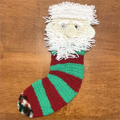 Crocheted Googly Eyed Santa Stocking