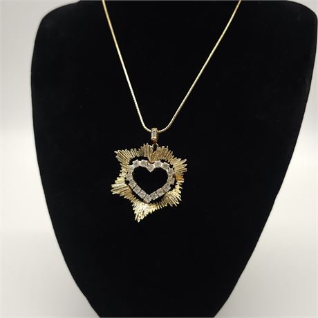 Gold crown ink Pendant heart