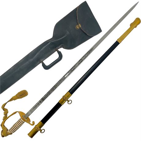 1852 U.S. Navy Officer's Dress Sword w/ Scabbard, Case & Scratch Protector Bag