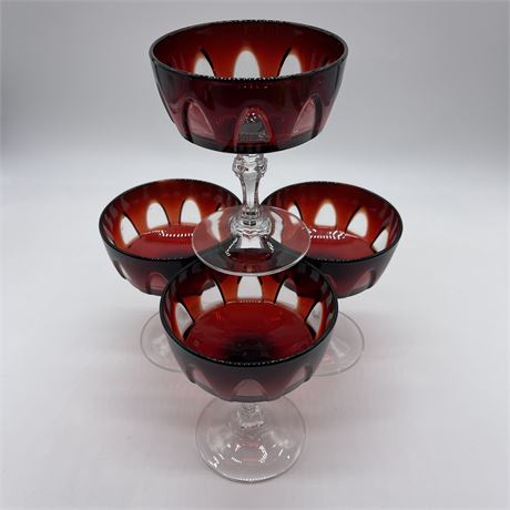Crystal D'Arques Durand Gothic Arches Lead Crystal Ruby Red Sherbert Glasses