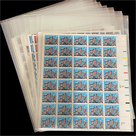 20 Sheets of Collectible Stamps (1 sheet missing a couple)