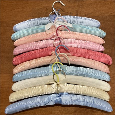 (10) Vtg Padded Satin & Cotton Hangers
