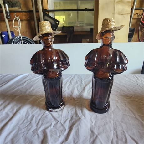 vintage amber brown Jamaican drummer bottle decanter-
