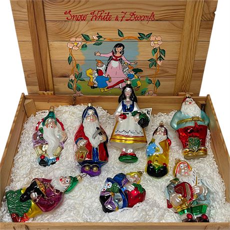 Kurt S. Adler Hand-Blown Glass Snow White and the Seven Dwarfs Ornaments in Box