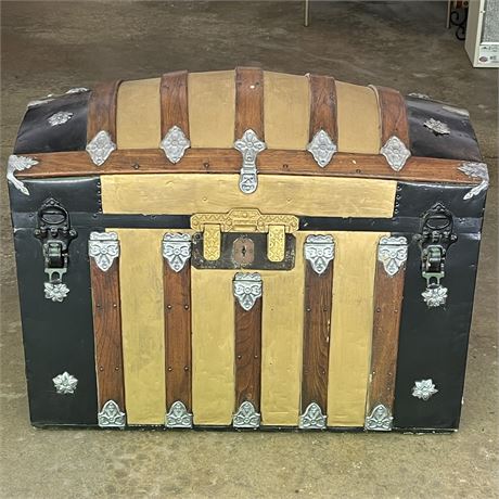 Antique Victorian Dome Top Steamer Trunk w/ Individual Compartments