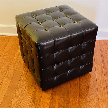 Cube Tufted Faux Leather Ottoman