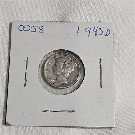 1945 D  Mercury Dime, Silver