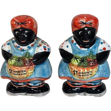 Vtg Black Americana St. Maarten Martin Salt & Pepper Shakers