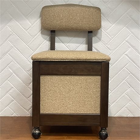 Vtg Rolling Storage Sewing Chair