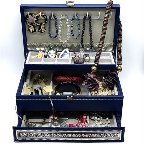 Jewelry Box Filled with Beaded and Statement Pieces