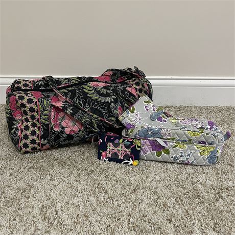 Vera Bradley Handbag, Zipper Pouch and Keychain Wallet w/ Vera Bradley Style Bag