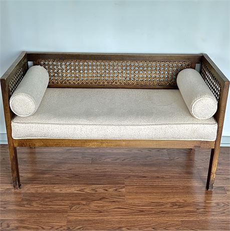Mid Century Cane Back Foyer Bench