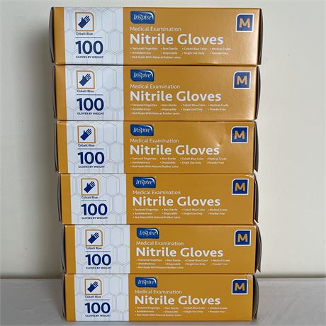 (6) NIB 100ct Medium Nitrile Gloves
