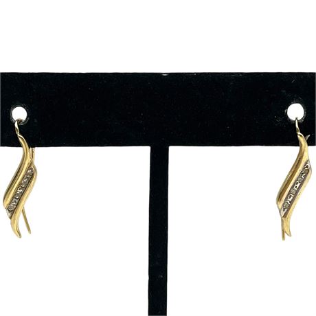 14K Yellow Gold & Diamond Flame Shaped Earrings