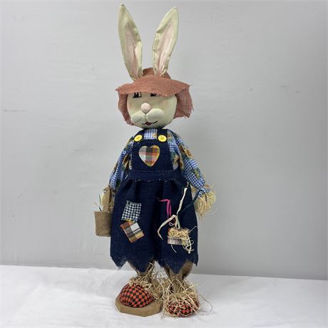 Standing Burlap Dressed Bunny Rabbit Decoration - 30"T