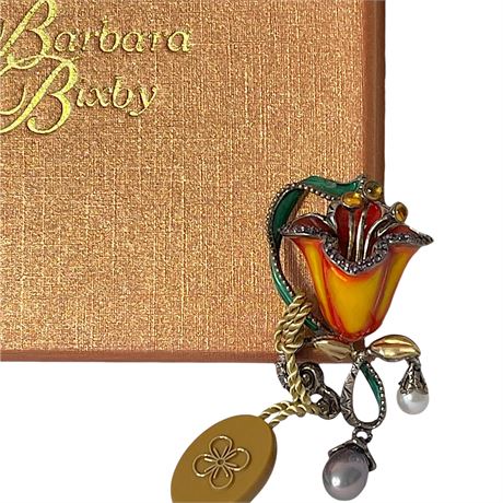 Barbara Bixby Sterling /18k Gold Multi Gemstone Lily Pendant