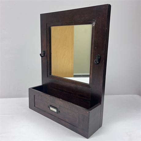 Rustic Wooden Filing Drawer Accent Mirror