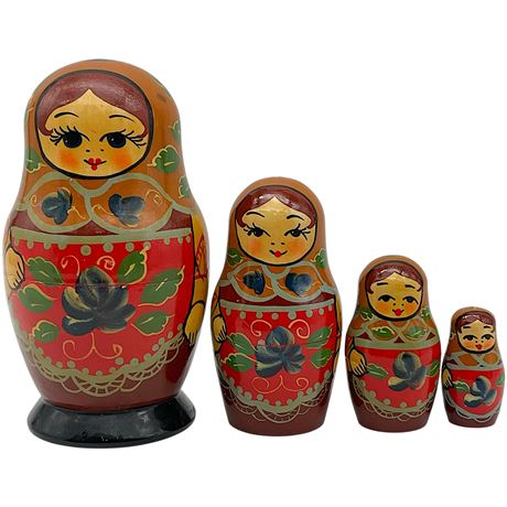 Vtg 4pc Russian Matryoshka Nesting Dolls