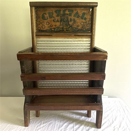 Old Advertising Washboard with Magazine Rack