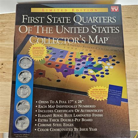 *NIB* First State Quarters Collector Map 1 of 2