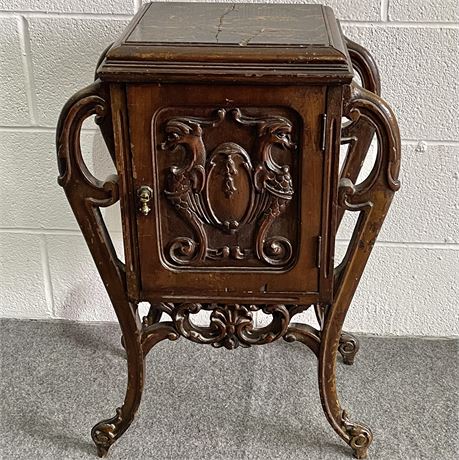 Vtg Drexel Heritage Copper-Lined Humidor Stone-Top Cabinet