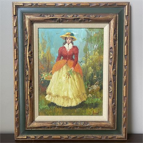Signed Painting on Canvas with Ornate Wood Frame