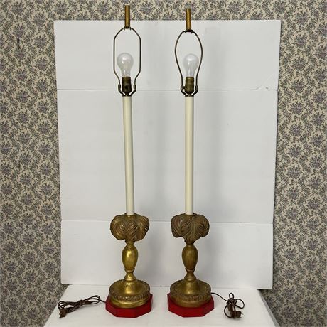 Pair of 44" Neoclassical-Style Candlestick Buffet Lamps
