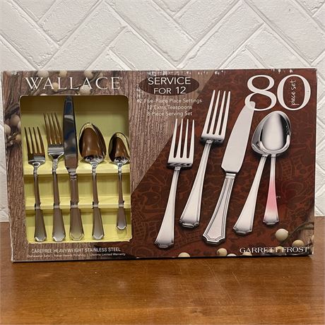 Wallace 80-Piece Flatware Set-Service for 12, in “Garrett Frost” Pattern *NEW*