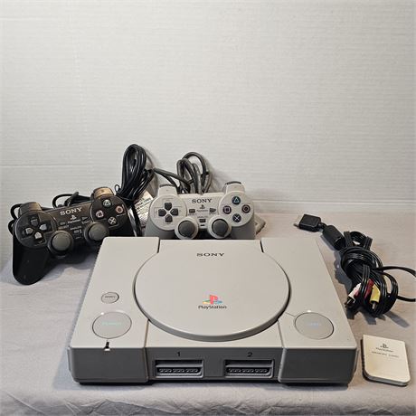 SONY PS1 ~w/2 Remotes, Memory Card and Cords--NO GAMES INCLUDED