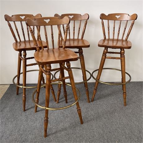 Tell City Early American Style Swivel Bar Height Stools Set of Four