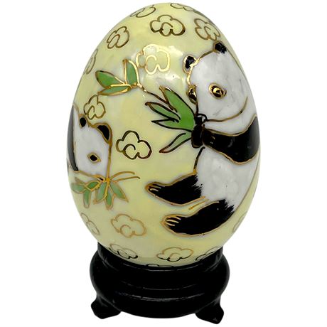 Vtg Oriental Hand-Painted Egg