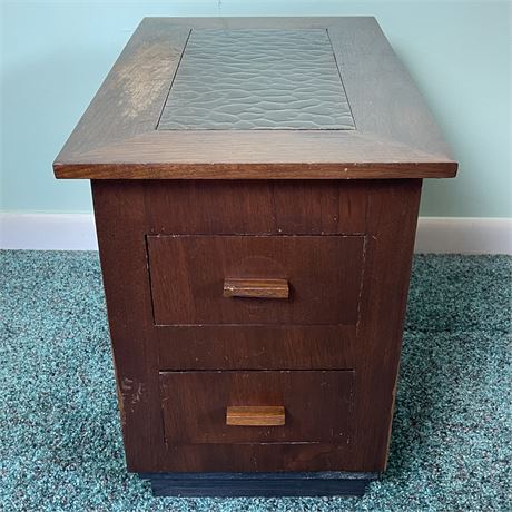Nice Mid Century Walnut Hand Crafted Side Table with Removable Panel