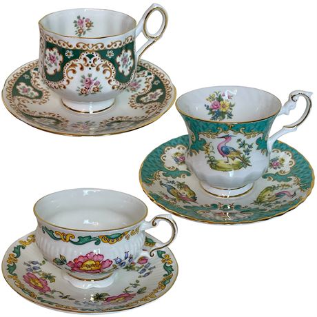 Rosina and Elizabethan Colorful Bone China Teacup & Saucer Sets