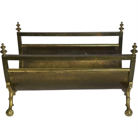 Antique Solid Brass Ball and Claw Footed Log Holder