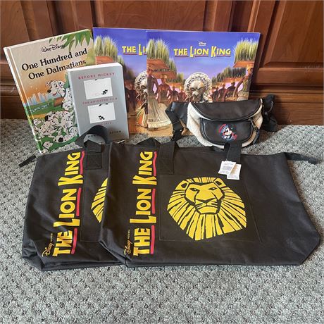 Collectible Disney Lot with Fanny Pack, Bags and Books