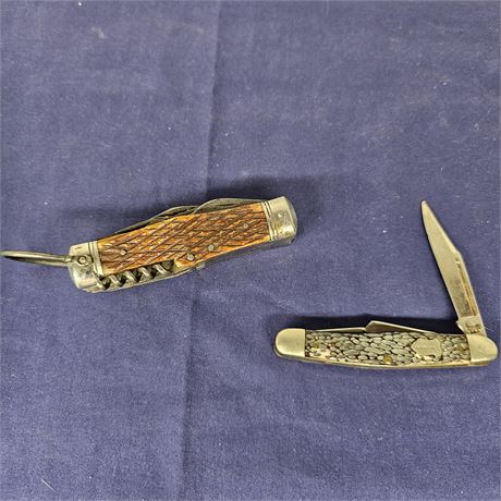 Vintage Japan Bone Handle Mini Hobo & WESTERN Knife