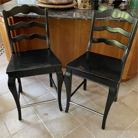Pair of Solid Wood Counter Height Chairs