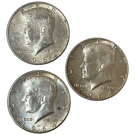1964 90% Silver Kennedy Half Dollar Coins