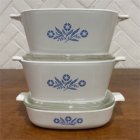 Corningware “Blue Cornflower” Patterned Vtg. Dishes