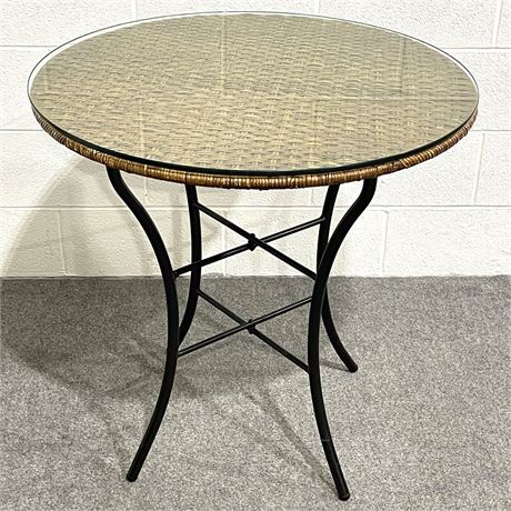 Wicker Bistro Table with Removable Glass Top