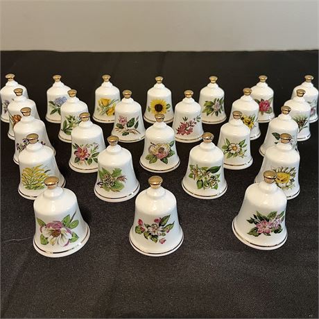 25 of 50 Danbury Mint Official State Flower 2" Bone China Collectible Bells