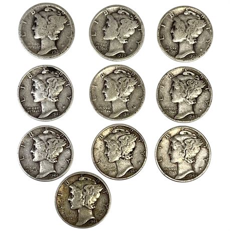 1920-1944 90% Silver Mercury Dimes