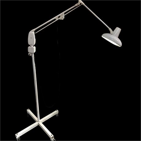 Vtg Adjustable Rolling Examination Dual Lighting Floor Lamp